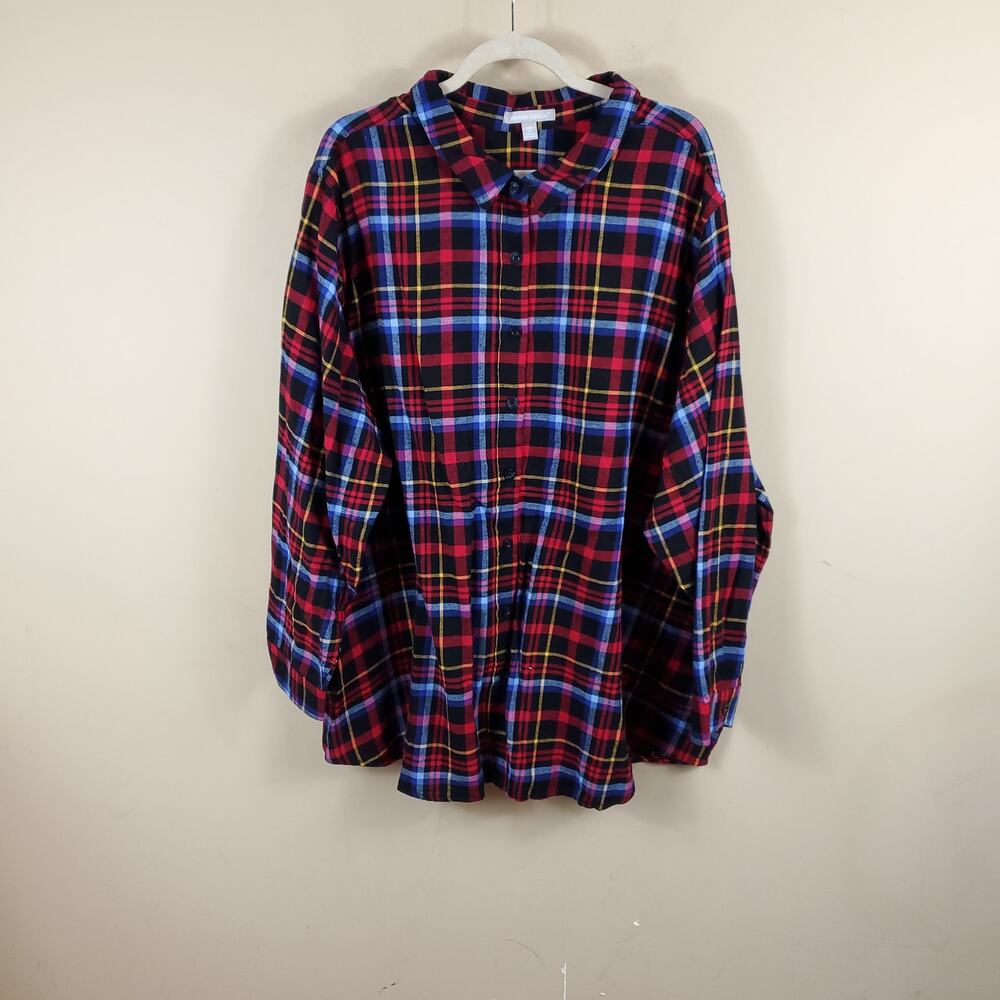Woman Within Plaid Long Sleeve Button-up Shirt Size 30/32